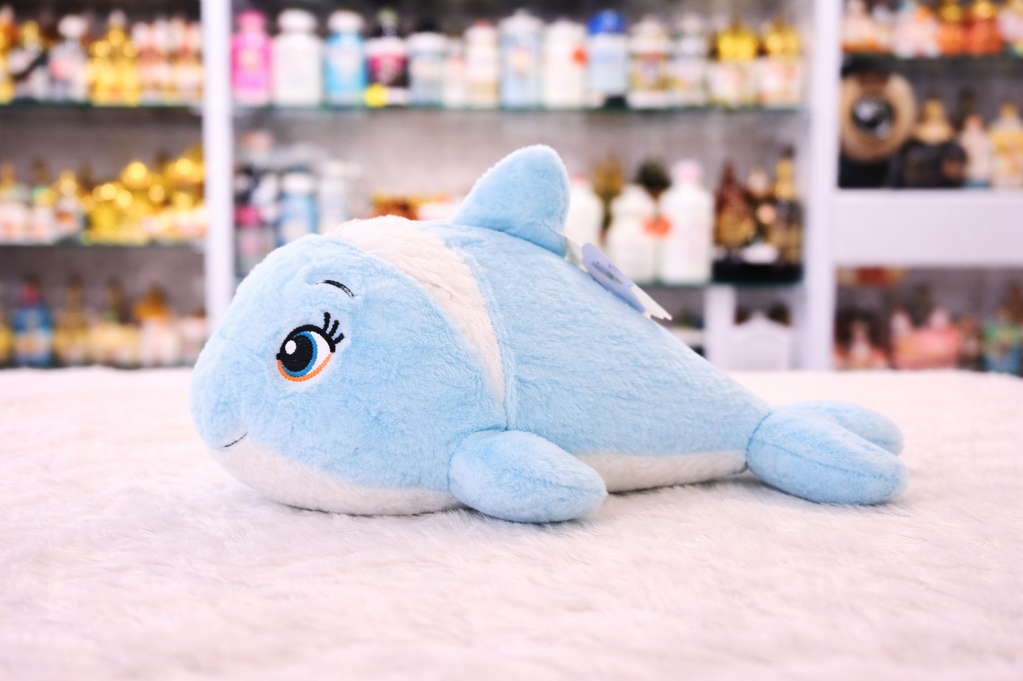 Premium Faux Fur Plush Dolphin Toy – Designer Soft Gift & Festive Decor Accent