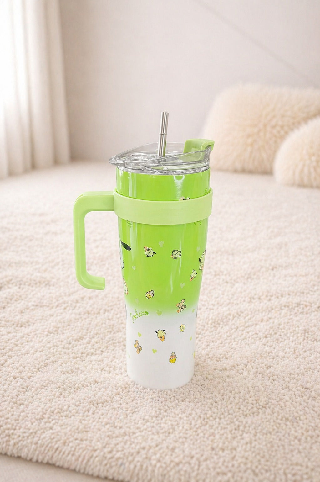 Premium Gradient Ice Bottle – Stylish Green Tumbler with Handle