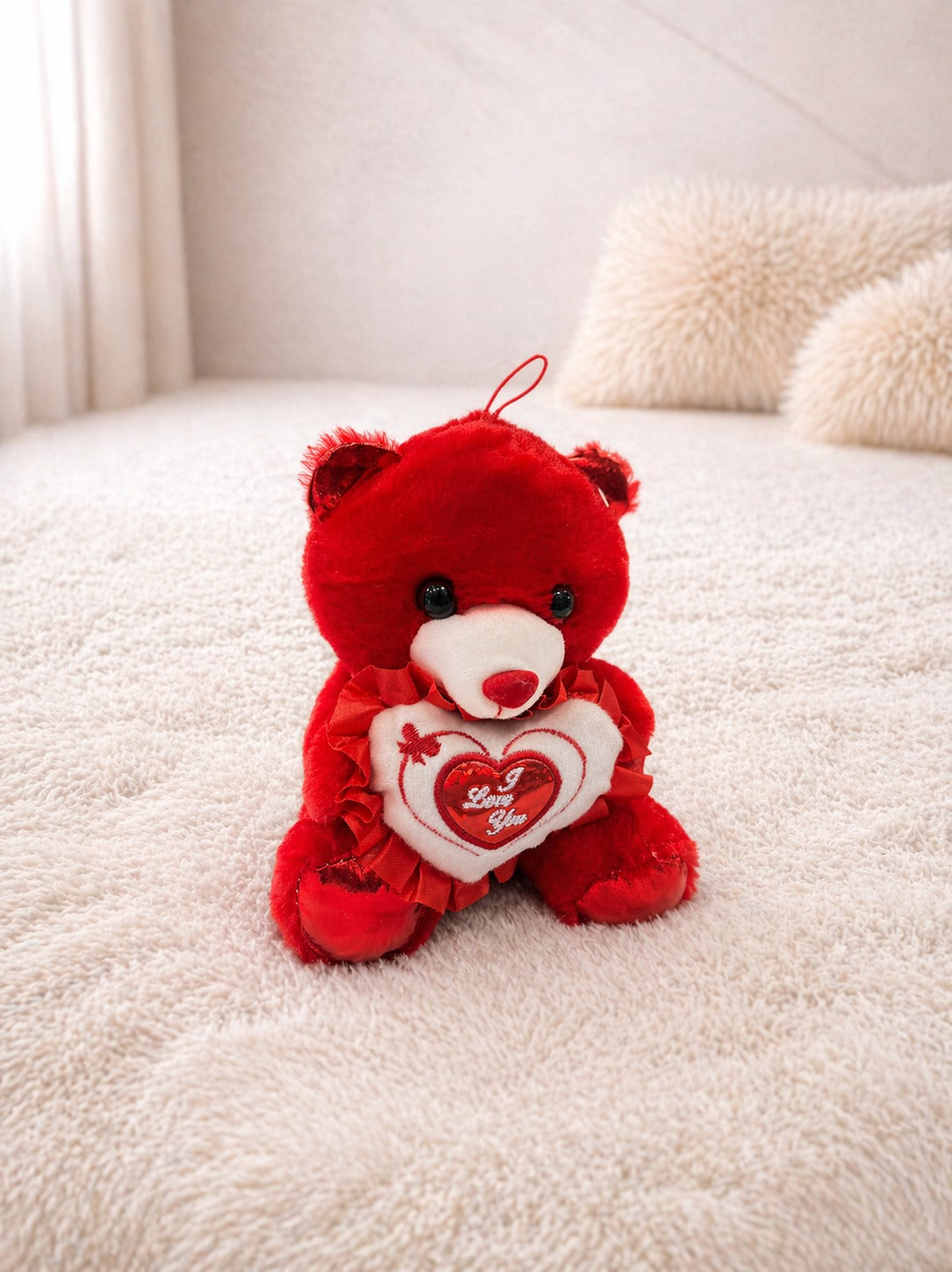 Cute Red Teddy Bear with Heart – Soft Plush Toy Gift for Kids & Loved Ones