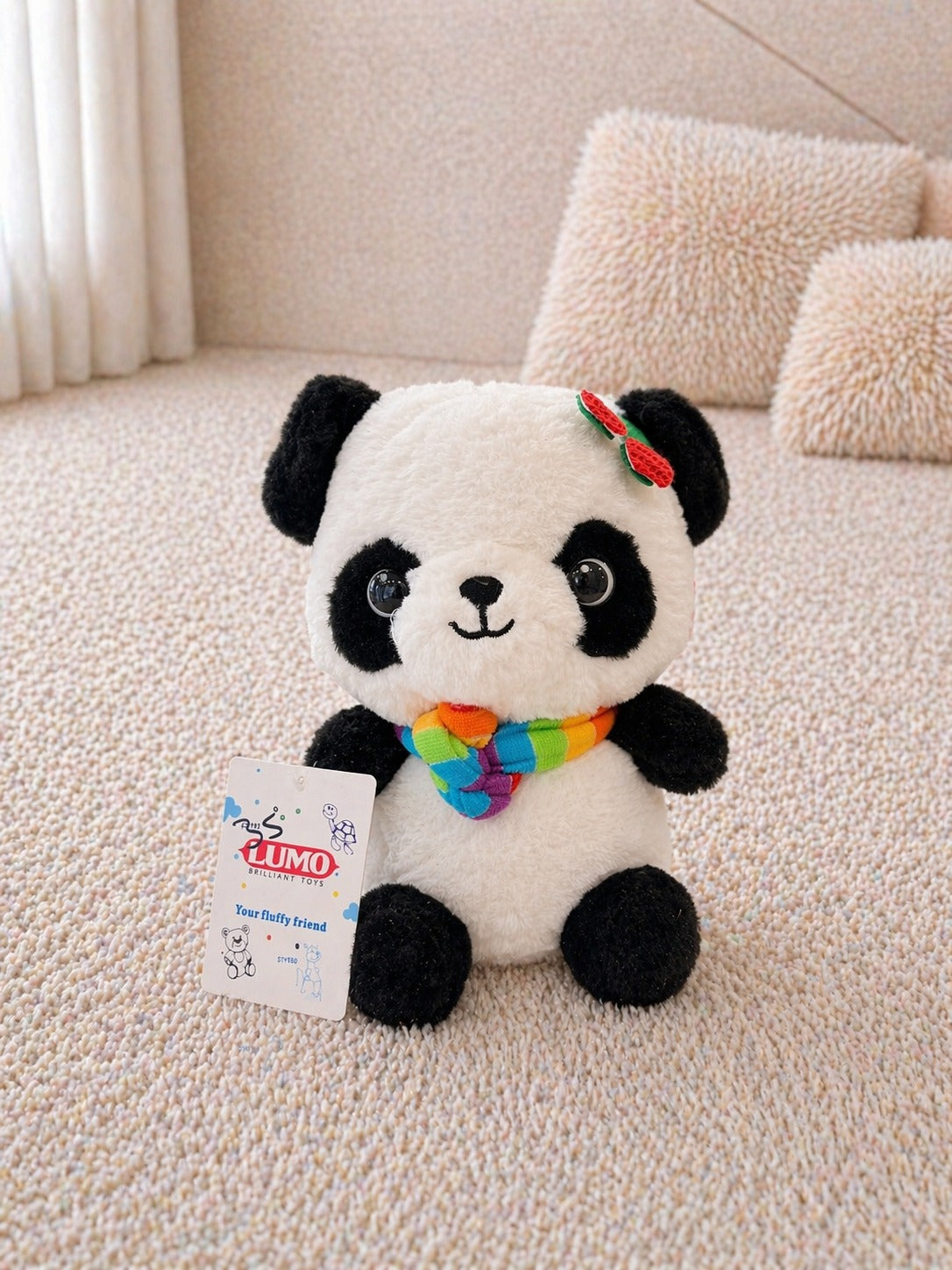 Cute Panda Plush Toy with Scarf – Soft Stuffed Toy for Kids & Gifting