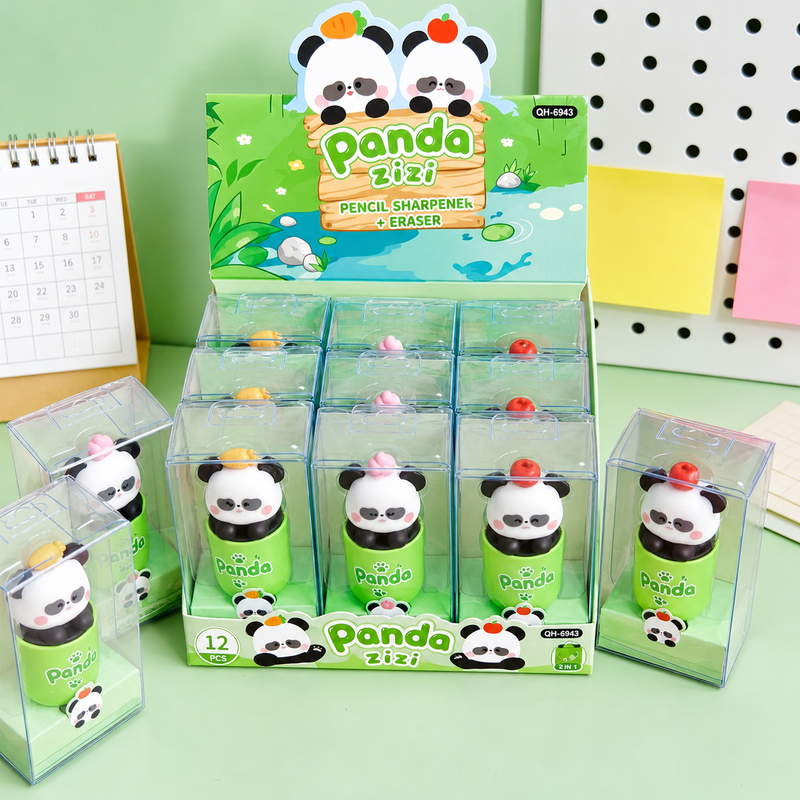 Panda Eraser with Pencil Sharpner