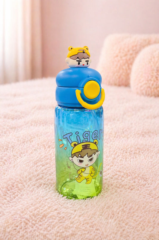 Tiger Kids Sports Sipper Water Bottle with Filter – Leakproof, Cute & Portable Bottle for Daily Use