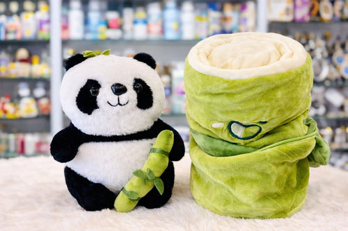 Premium Velvet Plush Panda Toy with Designer Blanket – Luxury Gift & Festive Combo