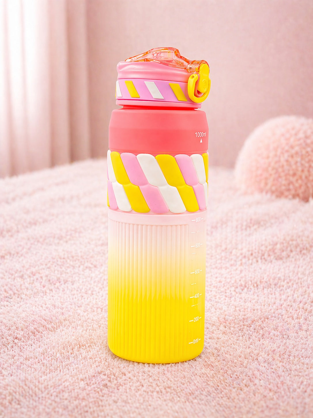 Cute Pastel Stripe Sipper Water Bottle – Leakproof, Stylish & Portable Bottle for Daily Use