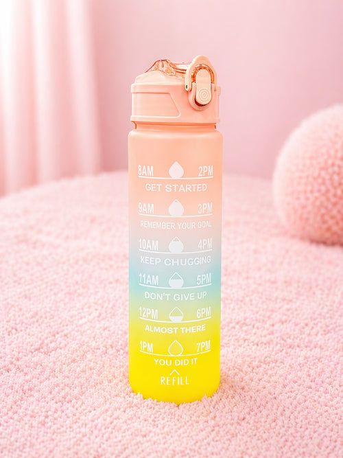 Motivational Gradient Water Bottle with Time Markers – Leakproof, Stylish & Portable Sipper for Daily Hydration