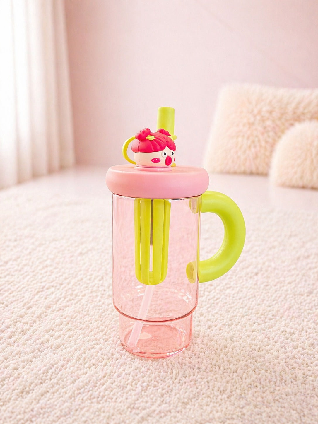 Cute Cartoon Sipper Mug with Straw & Handle – Leakproof, Lightweight & Kid-Friendly Drinking Cup