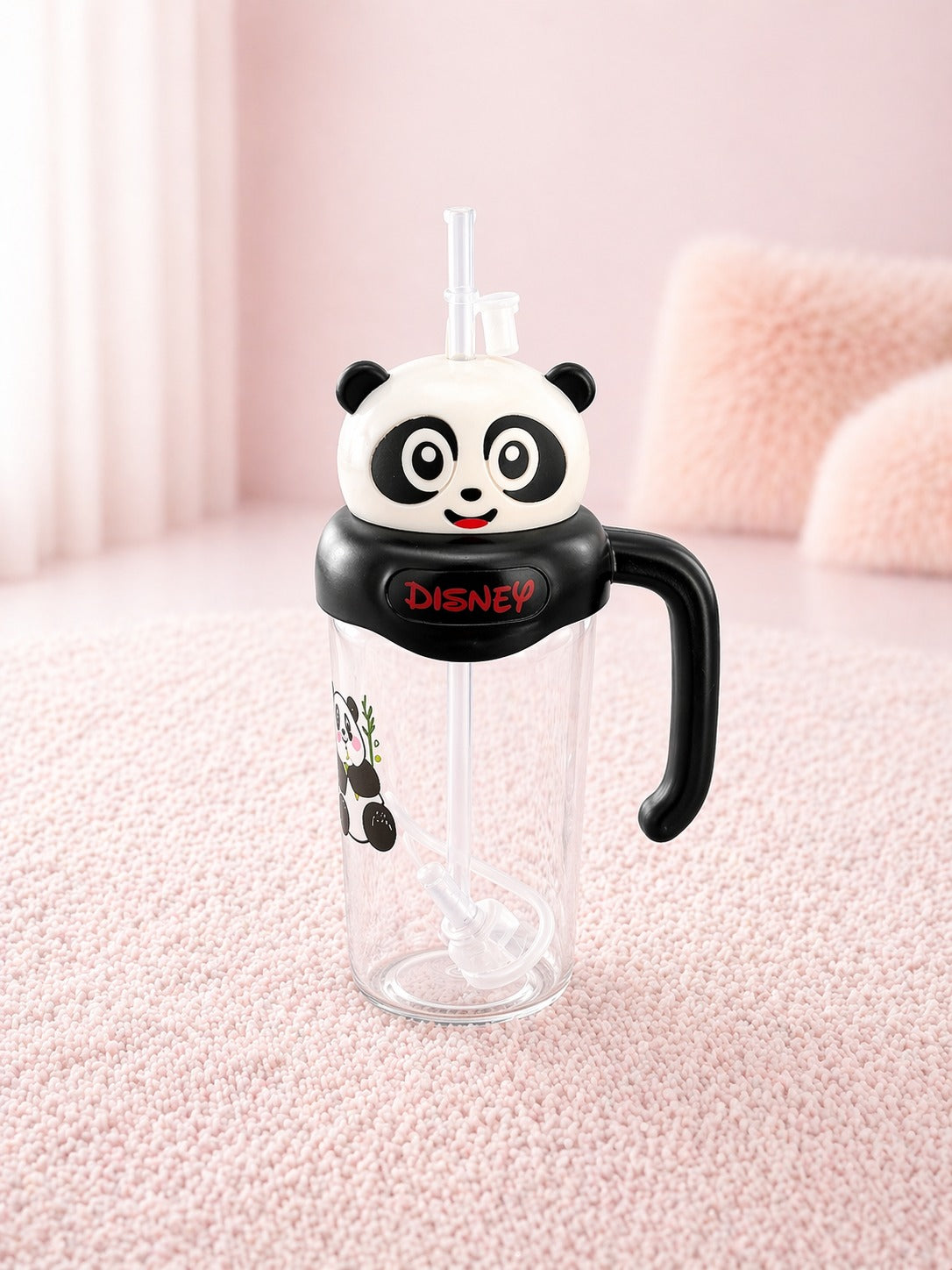 Cute Panda Sipper Mug with Straw & Handle – Leakproof, Lightweight & Kid-Friendly Bottle