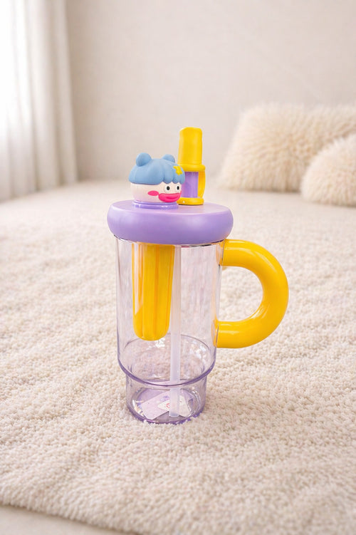 Cute Character Ice Bottle – Fun Kids Sipper with Straw