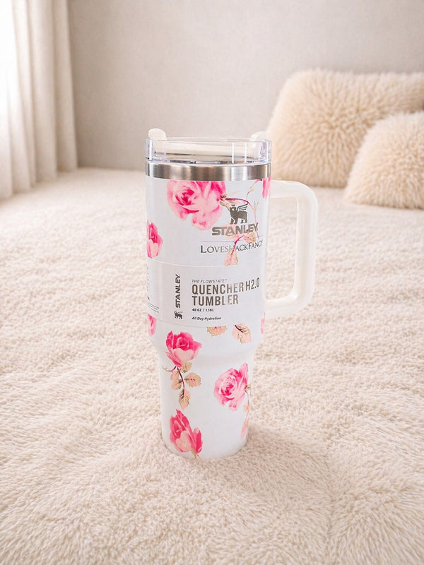 Floral Premium Tumbler – Elegant Rose Print Travel Sipper