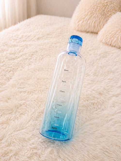 Gradient Motivational Water Bottle – Blue Ombre, Time Marker, Leakproof & Portable Bottle for Daily Use