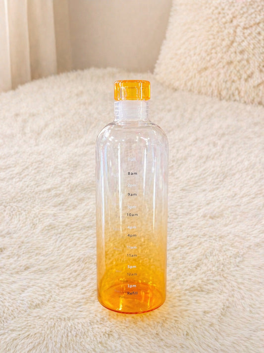 Gradient Motivational Water Bottle – Orange Ombre, Time Marker Bottle, Leakproof & Portable for Daily Use