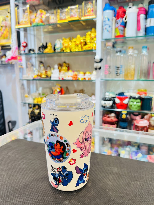 Cute Cartoon Printed Tumbler Cup – Aesthetic Coffee Mug with Lid, Leakproof & Reusable for Daily Use