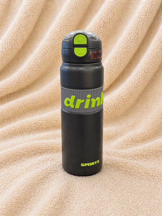 Black Sports Water Bottle with Push Lock Lid – Leakproof, Durable & Portable Bottle for Active Lifestyle