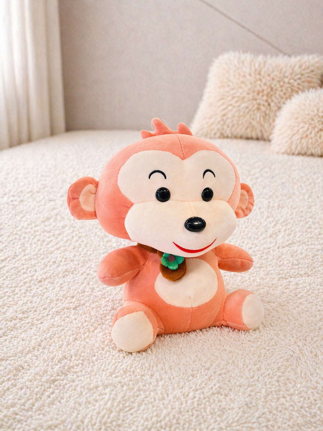 Cute Monkey Plush Toy with Flower – Soft Stuffed Toy for Kids & Gifting