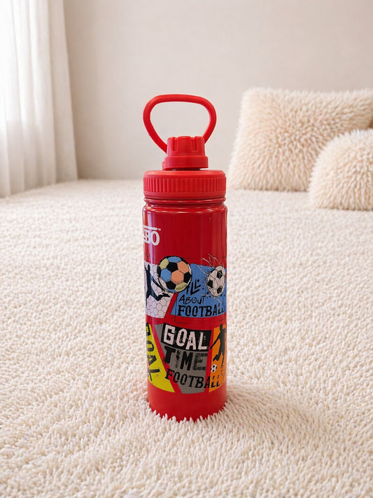 Kids Football Print Water Bottle with Handle – Leakproof, Lightweight & Fun Sports Bottle
