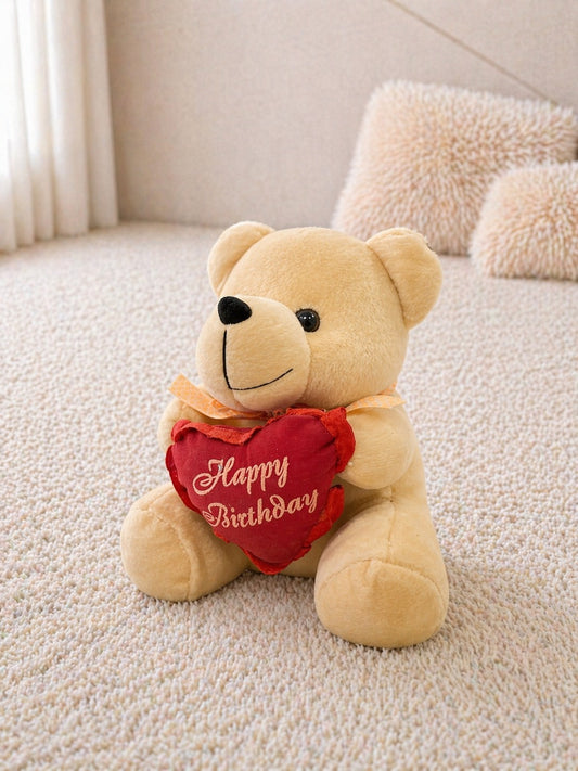 Cute Teddy Bear with Heart Cushion – Soft Stuffed Toy for Kids & Gifting