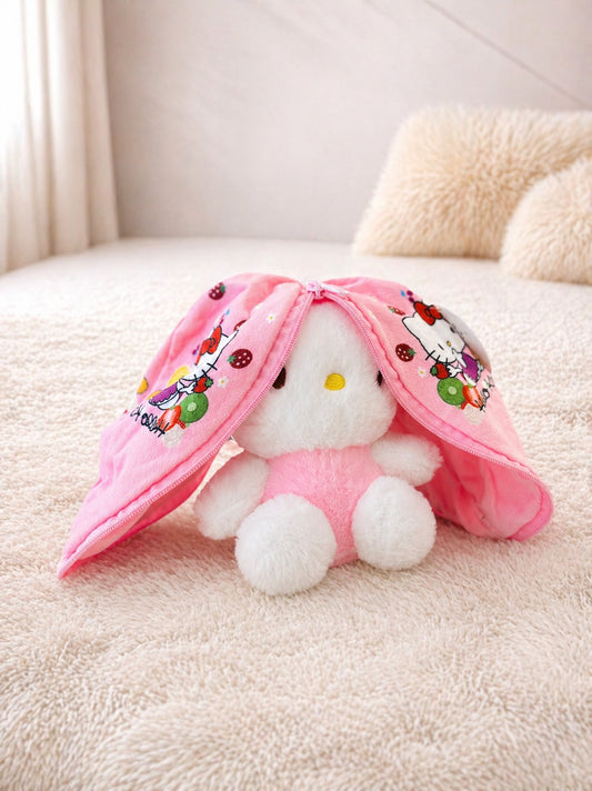 Cute Hello Kitty Plush Toy with Hood Blanket – Soft Stuffed Toy for Kids & Gifting 🎀💗