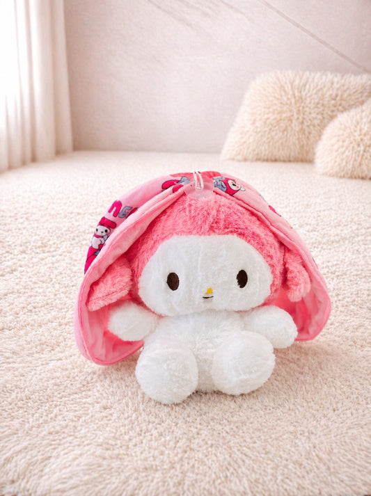 Cute My Melody Plush Toy with Hood Blanket – Soft Stuffed Toy for Kids & Gifting 💗🐰