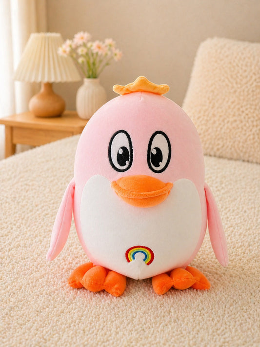 Cute Pink Penguin Plush Toy with Rainbow – Soft Stuffed Toy for Kids & Gifting 🐧💗