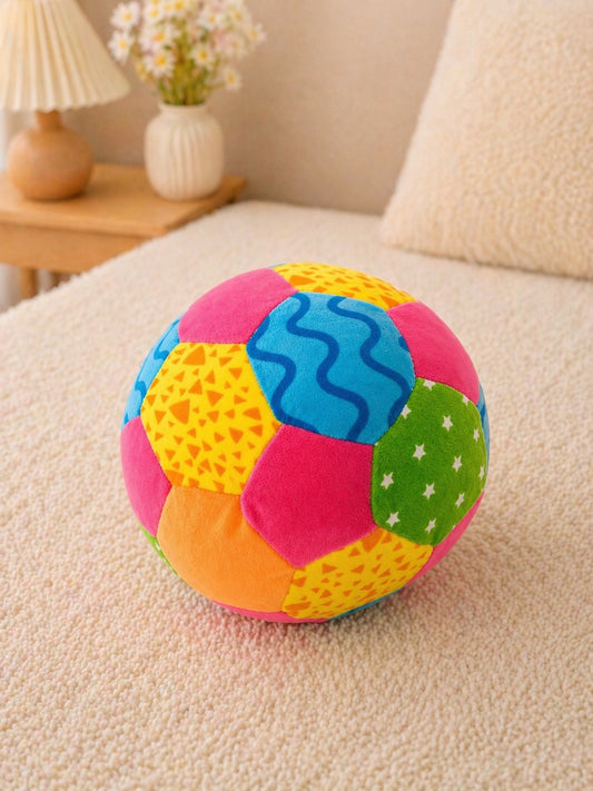 Colorful Patchwork Plush Ball – Soft Toy for Kids & Playtime 🎨⚽