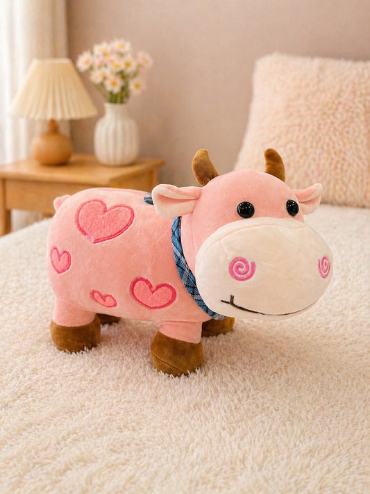 Cute Pink Cow Plush Toy with Hearts – Soft Stuffed Toy for Kids & Gifting 🐮💗