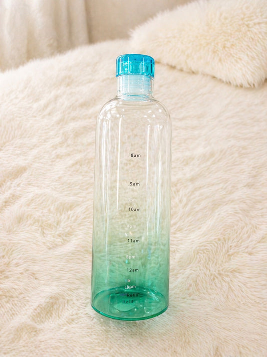 Gradient Motivational Water Bottle – Green Ombre, Time Marker Bottle, Leakproof & Portable for Daily Use