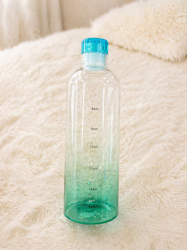 Gradient Motivational Water Bottle – Green Ombre, Time Marker Bottle, Leakproof & Portable for Daily Use