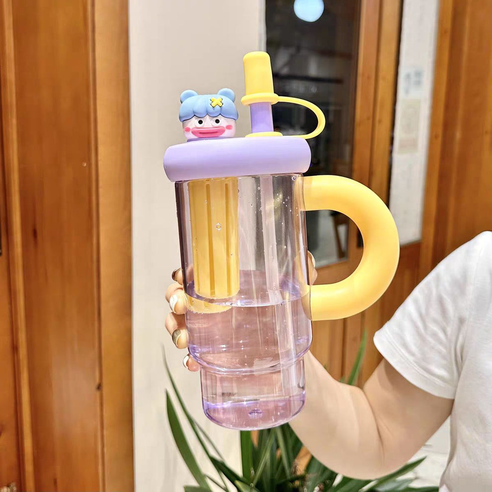 Kawaii Duck Water Bottle with Straw