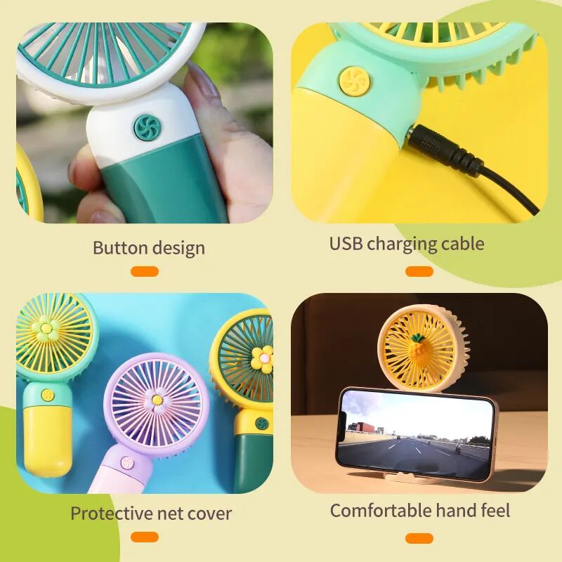 Daisy Handheld Rechargeable Fan with Mobile Stand