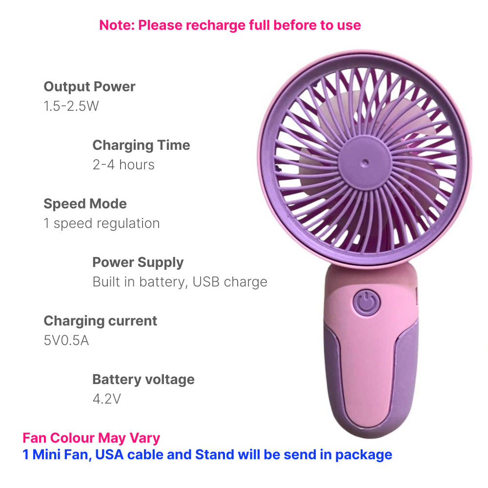 Cute Mini Rechargeable Fan with Mobile Stand
