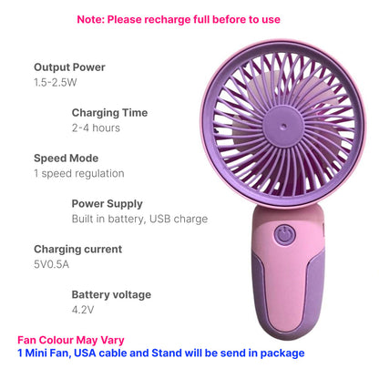 Cute Mini Rechargeable Fan with Mobile Stand