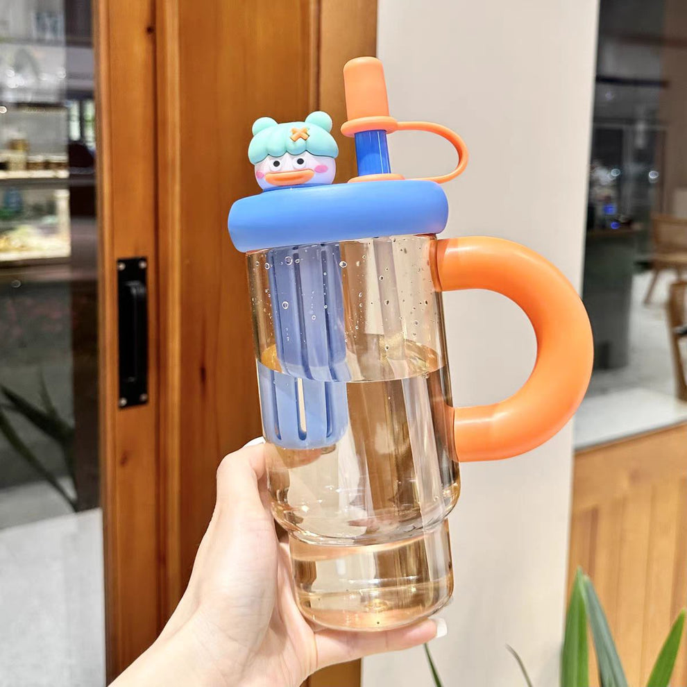 Kawaii Duck Water Bottle with Straw
