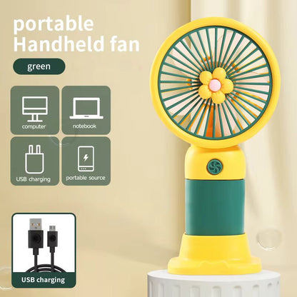 Daisy Handheld Rechargeable Fan with Mobile Stand
