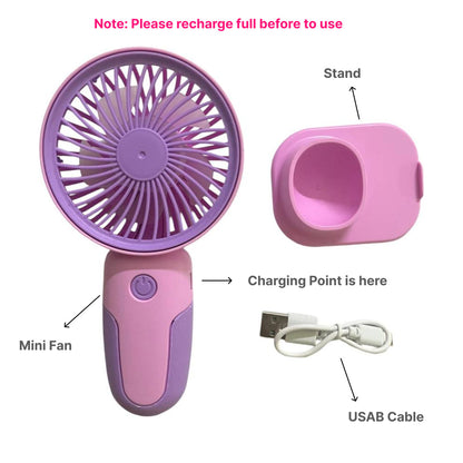 Cute Mini Rechargeable Fan with Mobile Stand