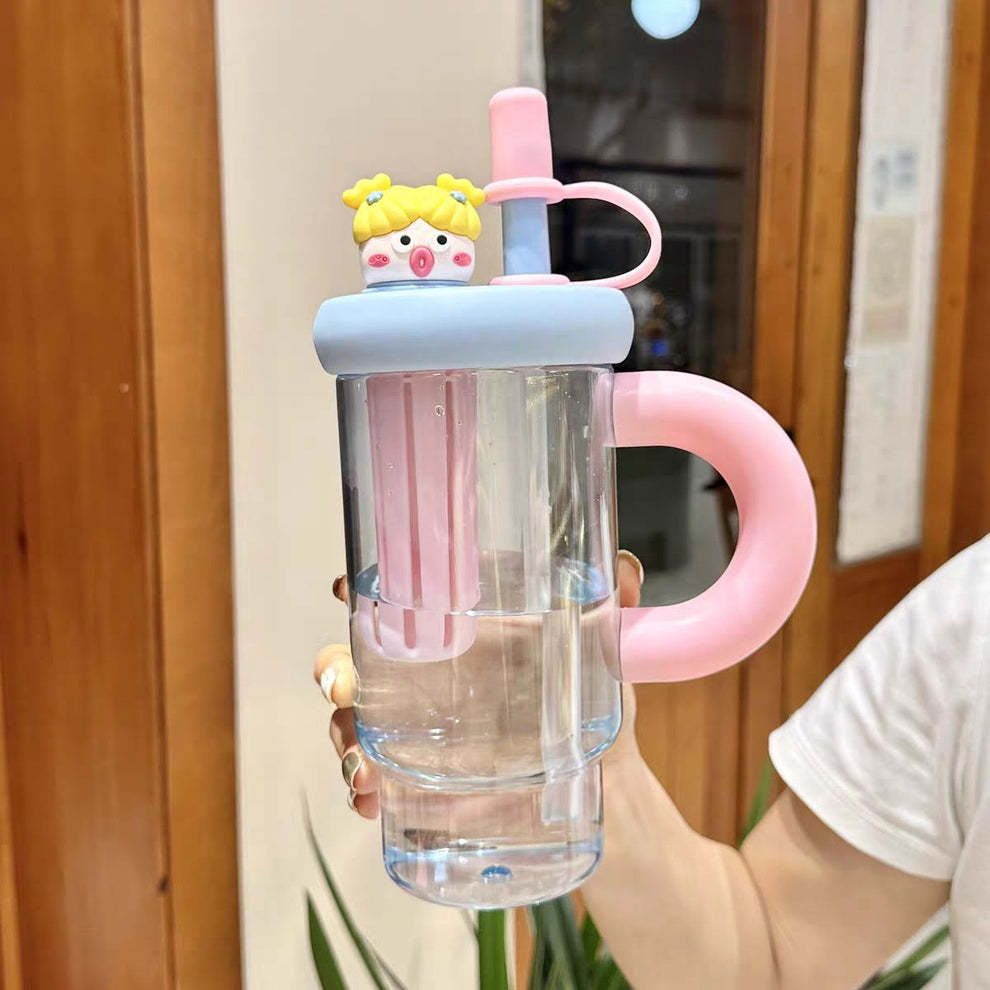Kawaii Duck Water Bottle with Straw