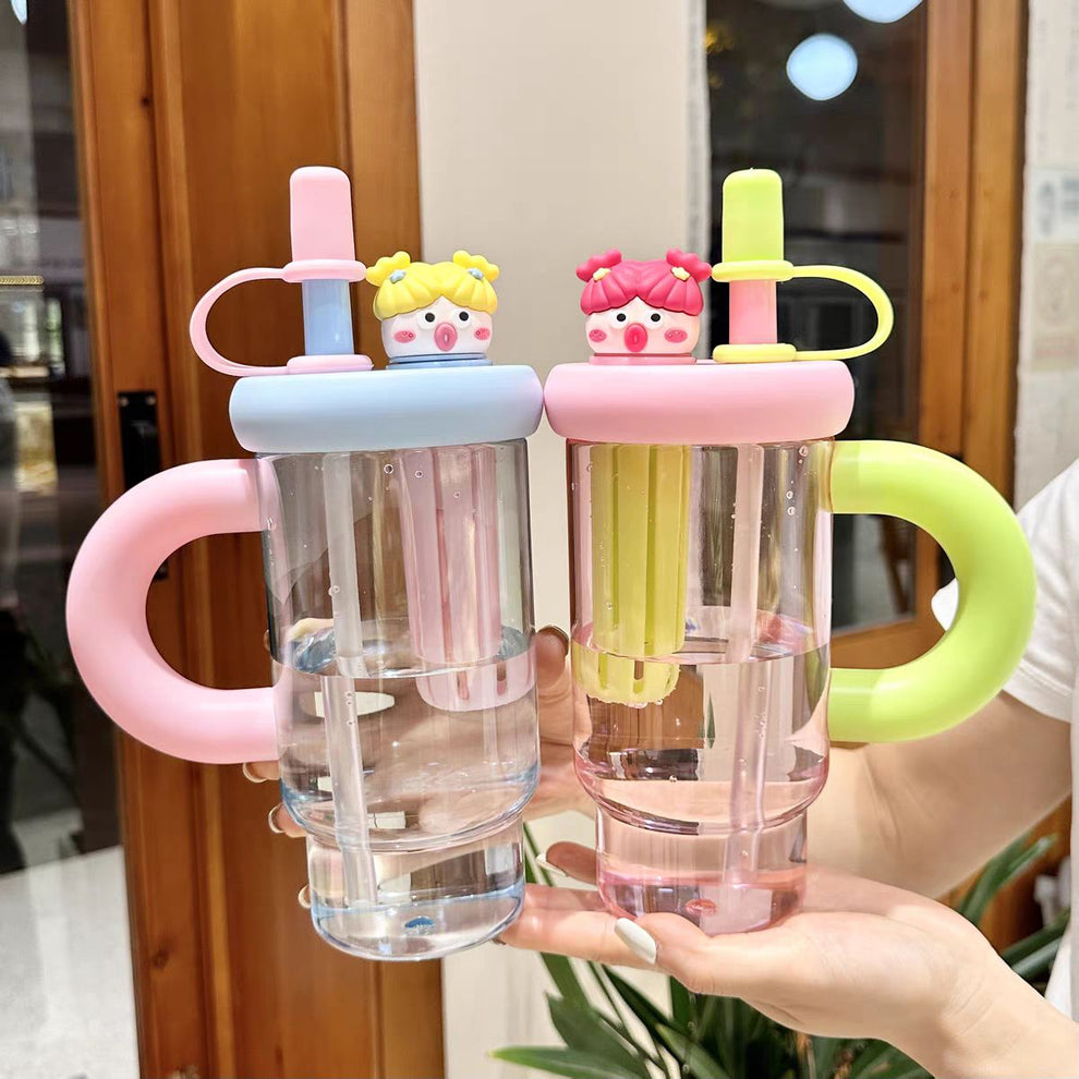 Kawaii Duck Water Bottle with Straw