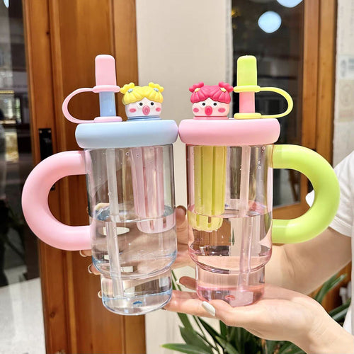 Kawaii Duck Water Bottle with Straw
